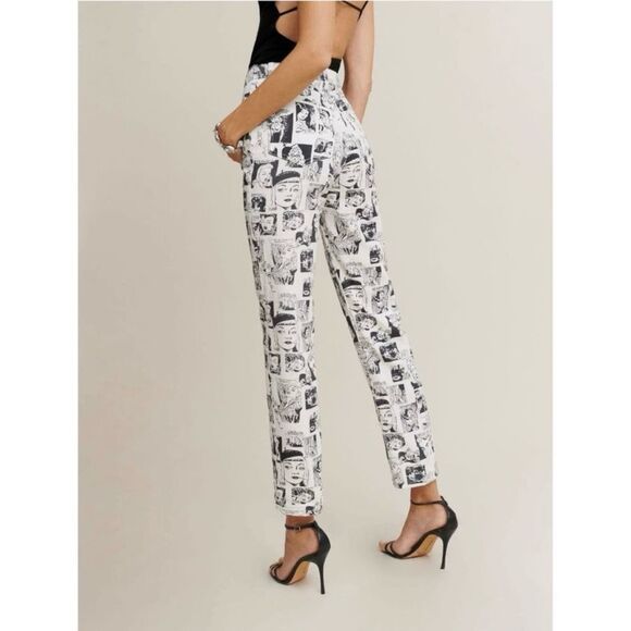 NWT Reformation Cynthia High Rise Straight Jeans in Black & White Comic Size 26 - Picture 11 of 11